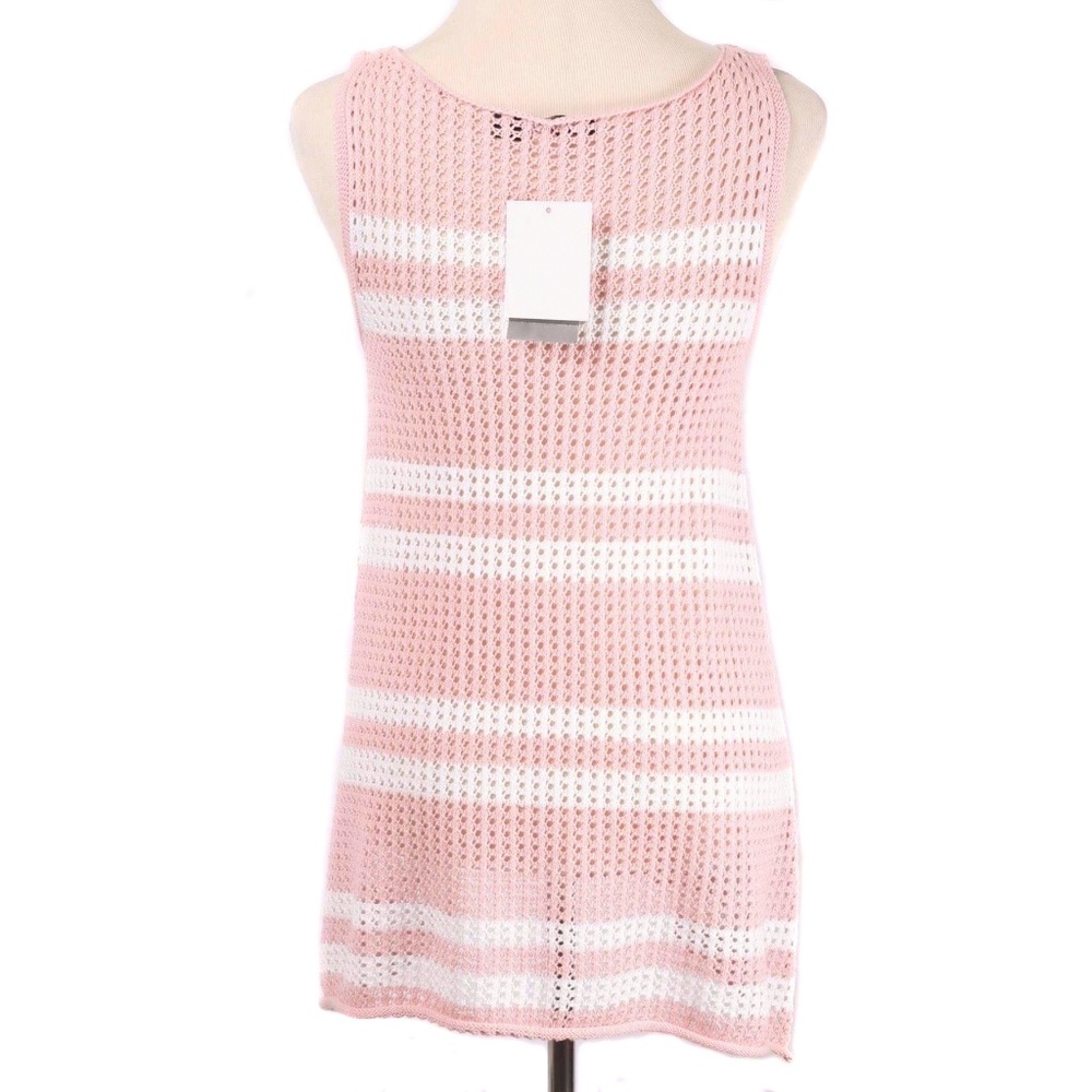JEANNE PIERRE Pink & White Stripe Knit Tunic Tank or Coverup NWT - Picture 3 of 4